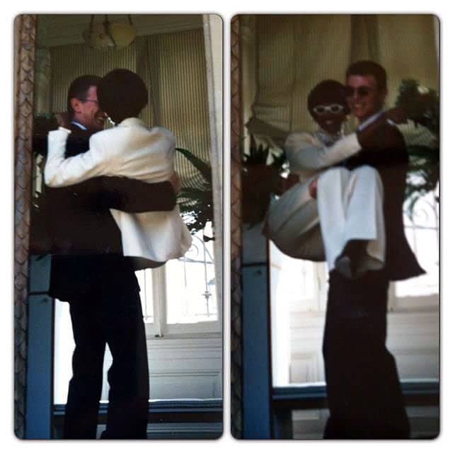 David Bowie and Iman on their wedding day, 24 April 1992