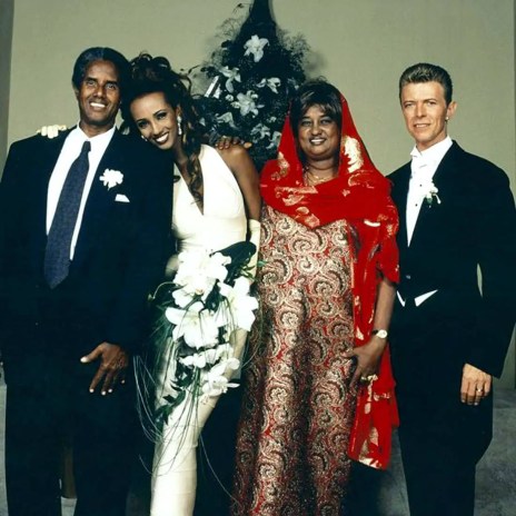 David Bowie and Iman with her family, 6 June 1992