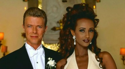 David Bowie and Iman at their wedding celebration in Florence, Italy, 6 June 1992