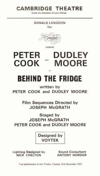 Peter Cook and Dudley Moore in Behind The Fridge
