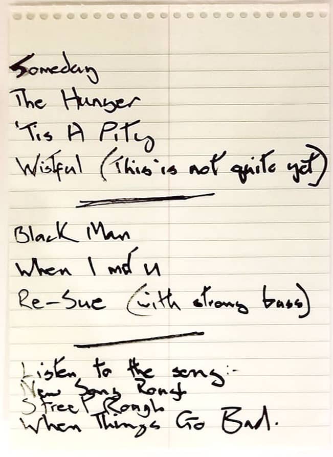 David Bowie's handwritten early song titles for Blackstar