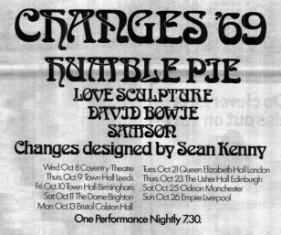 Tour dates for Humble Pie's Changes 69 tour featuring David Bowie