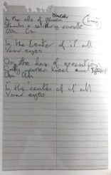 David Bowie’s handwritten lyrics for Blackstar