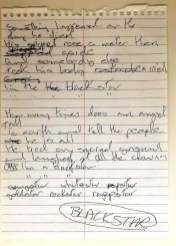 David Bowie’s handwritten lyrics for Blackstar