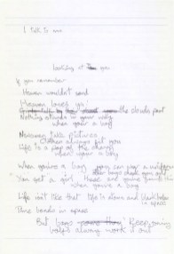 David Bowie's handwritten lyrics for Boys Keep Swinging