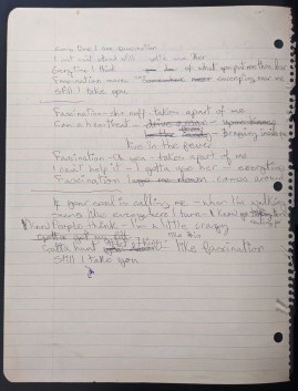 David Bowie’s handwritten lyrics for Fascination