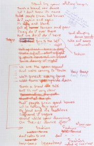 David Bowie's handwritten lyrics for Fashion