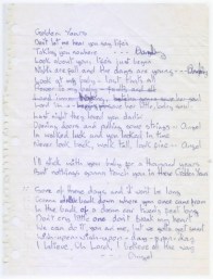 David Bowie's handwritten lyrics to Golden Years