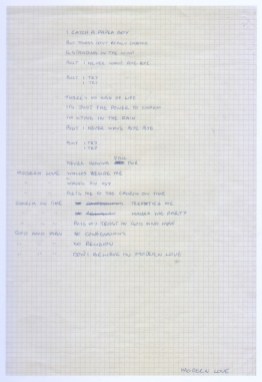 David Bowie’s handwritten lyrics for Modern Love