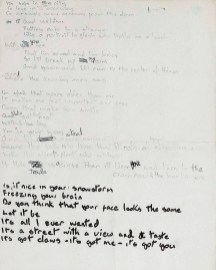 David Bowie's handwritten lyrics for Sweet Thing/Candidate