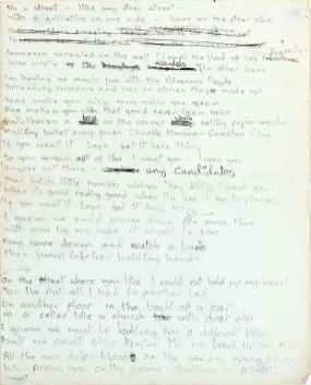 David Bowie's handwritten lyrics for Sweet Thing/Candidate